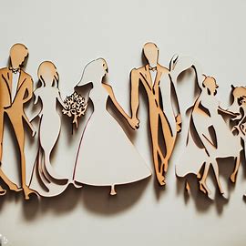 Sagome sposi stilizzati in legno 2