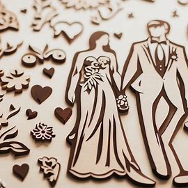 Sagome sposi stilizzati in legno 3