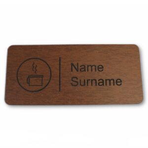 Badge in legno da lavoro o scrivania bianco
