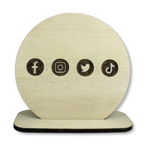Social Media in legno da scrivania lato
